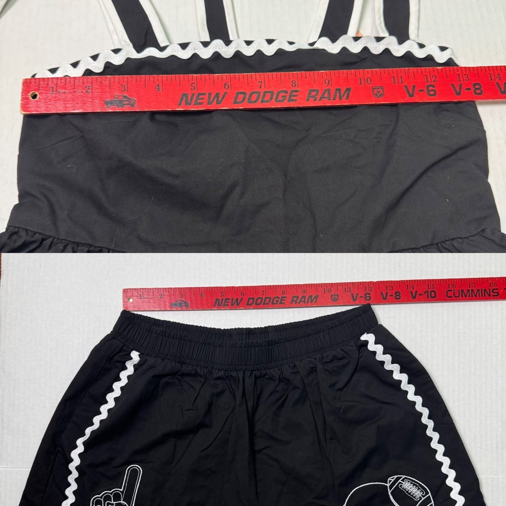 GAME DAY RICK RACK EMBROIDERED 2 PIECE SET Black Size Small NWT Football Sports - Picture 5 of 8